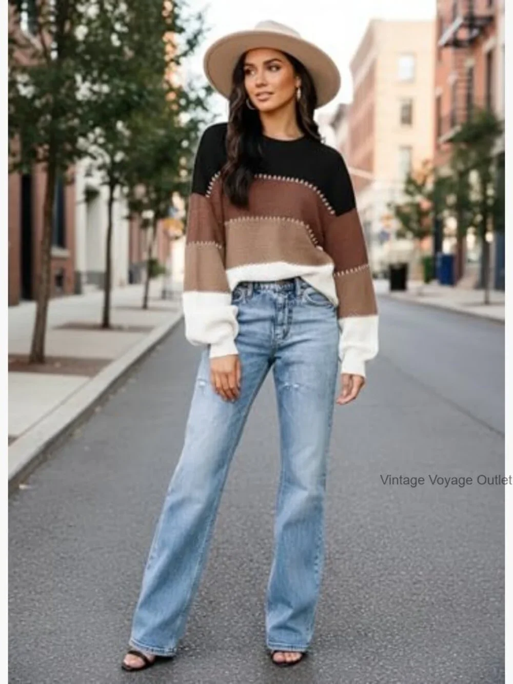 Oversized Pullover Sweater, Long Batwing Sleeves, Crew Neck, Knit Top - Picture 4 of 7